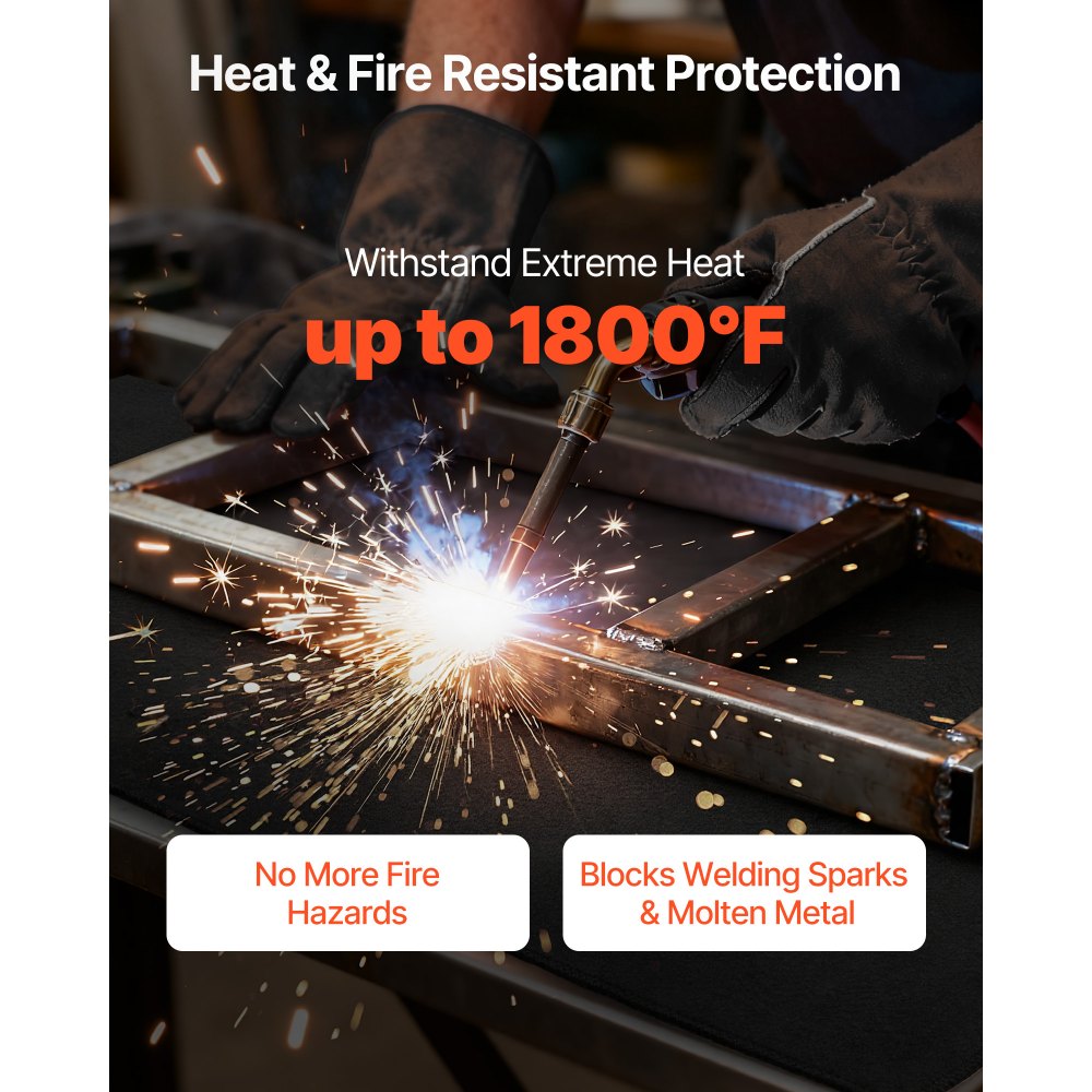 VEVOR Carbon Felt Welding Blanket, 40" x 40" Flame Retardant Welding Blanket, Up to 1800°F Heat Resistant Safety Protection Blanket, 3.5mm Thickened Carbon Fiber Fireproof Insulation Mat Pad