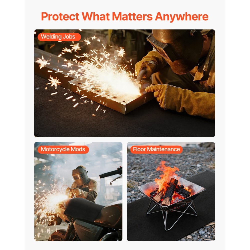 VEVOR Carbon Felt Welding Blanket, 40" x 40" Flame Retardant Welding Blanket, Up to 1800°F Heat Resistant Safety Protection Blanket, 3.5mm Thickened Carbon Fiber Fireproof Insulation Mat Pad