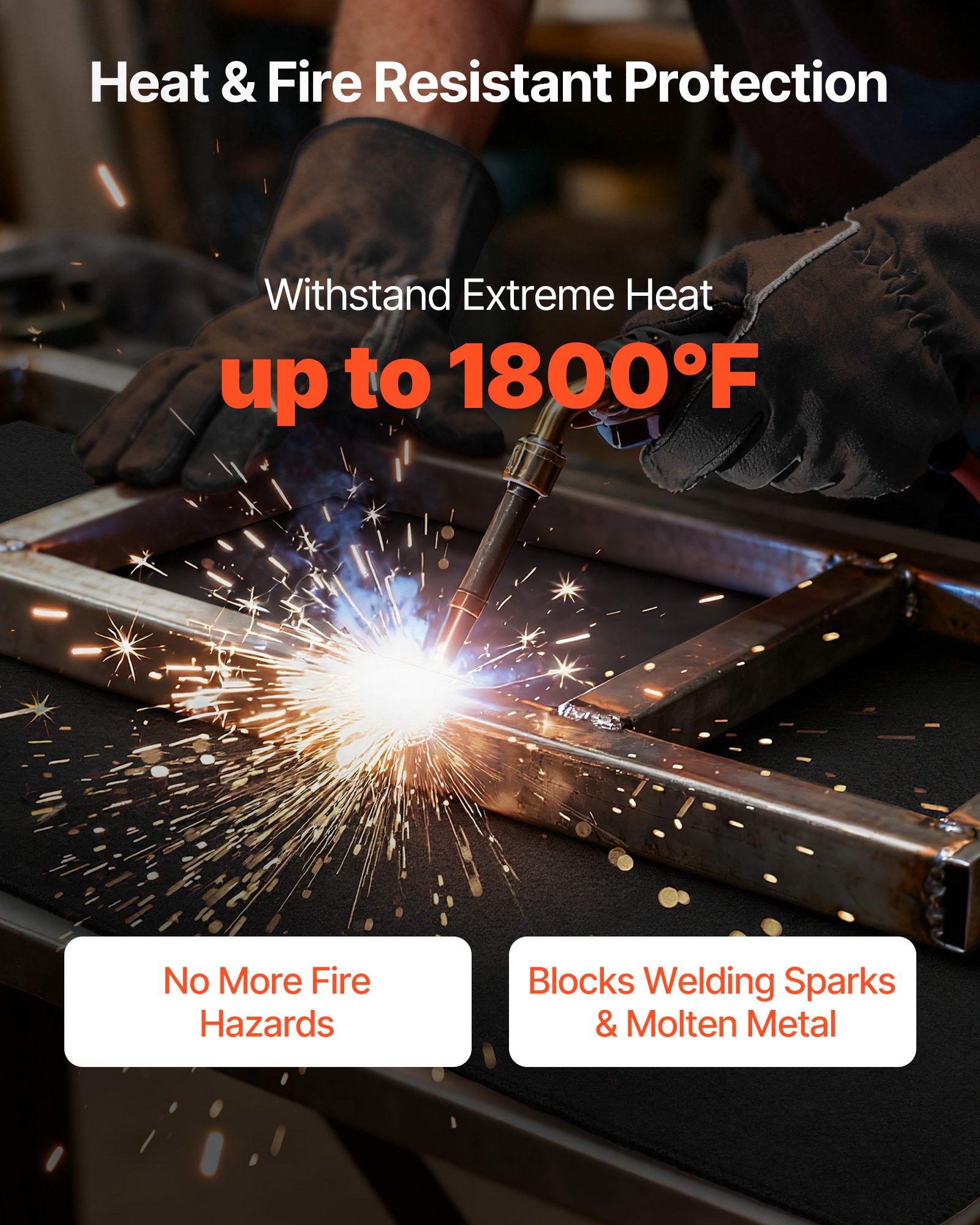 VEVOR Carbon Felt Welding Blanket, 40" x 40" Flame Retardant Welding Blanket, Up to 1800°F Heat Resistant Safety Protection Blanket, 3.5mm Thickened Carbon Fiber Fireproof Insulation Mat Pad