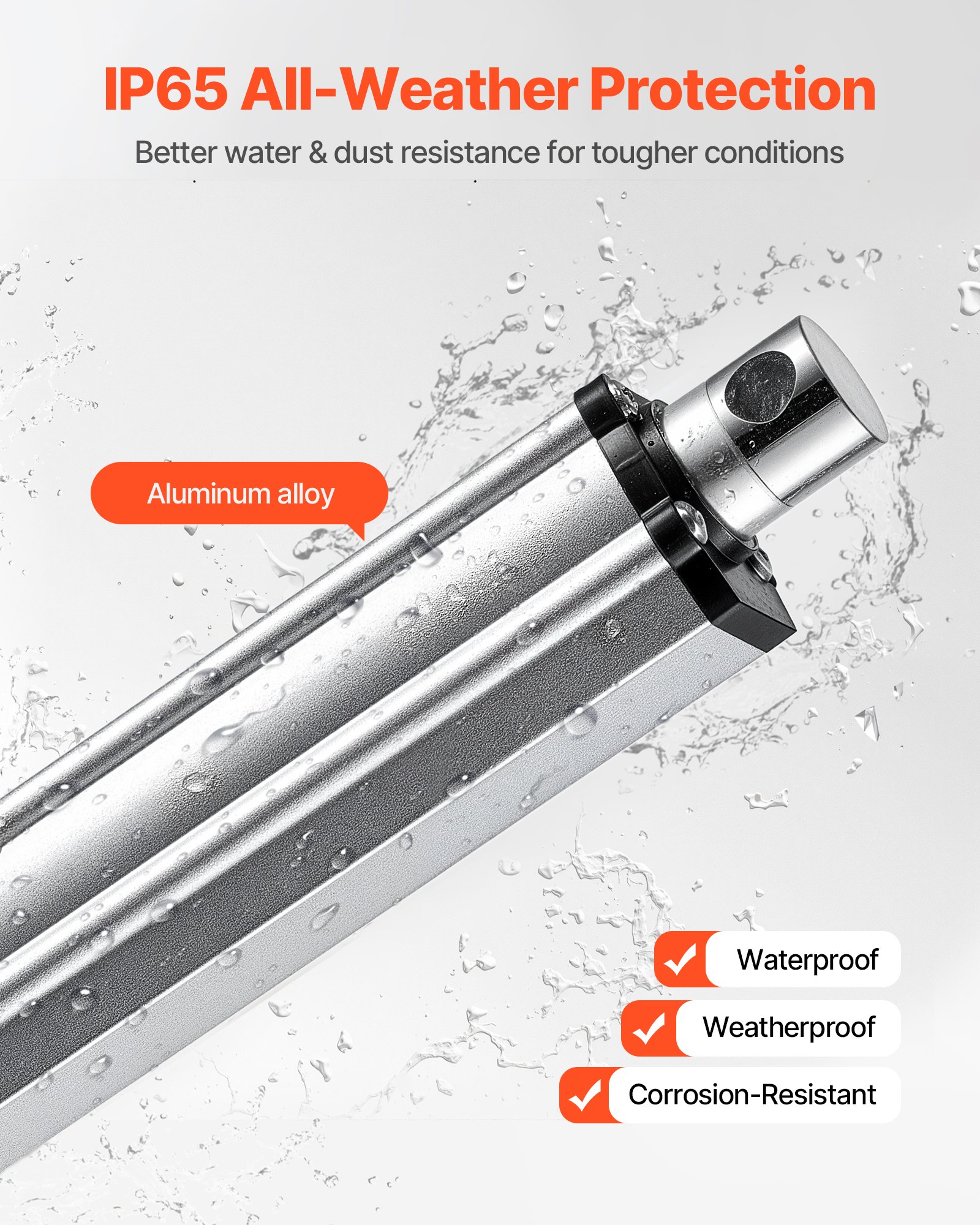 VEVOR 12V Linear Actuator, 6 Inch Stroke IP65 Waterproof Linear Actuator, 675lbs/3000N 0.2"/s Motion Actuators with Mounting Brackets for Solar Trackers, Industrial Machinery, Door Opener