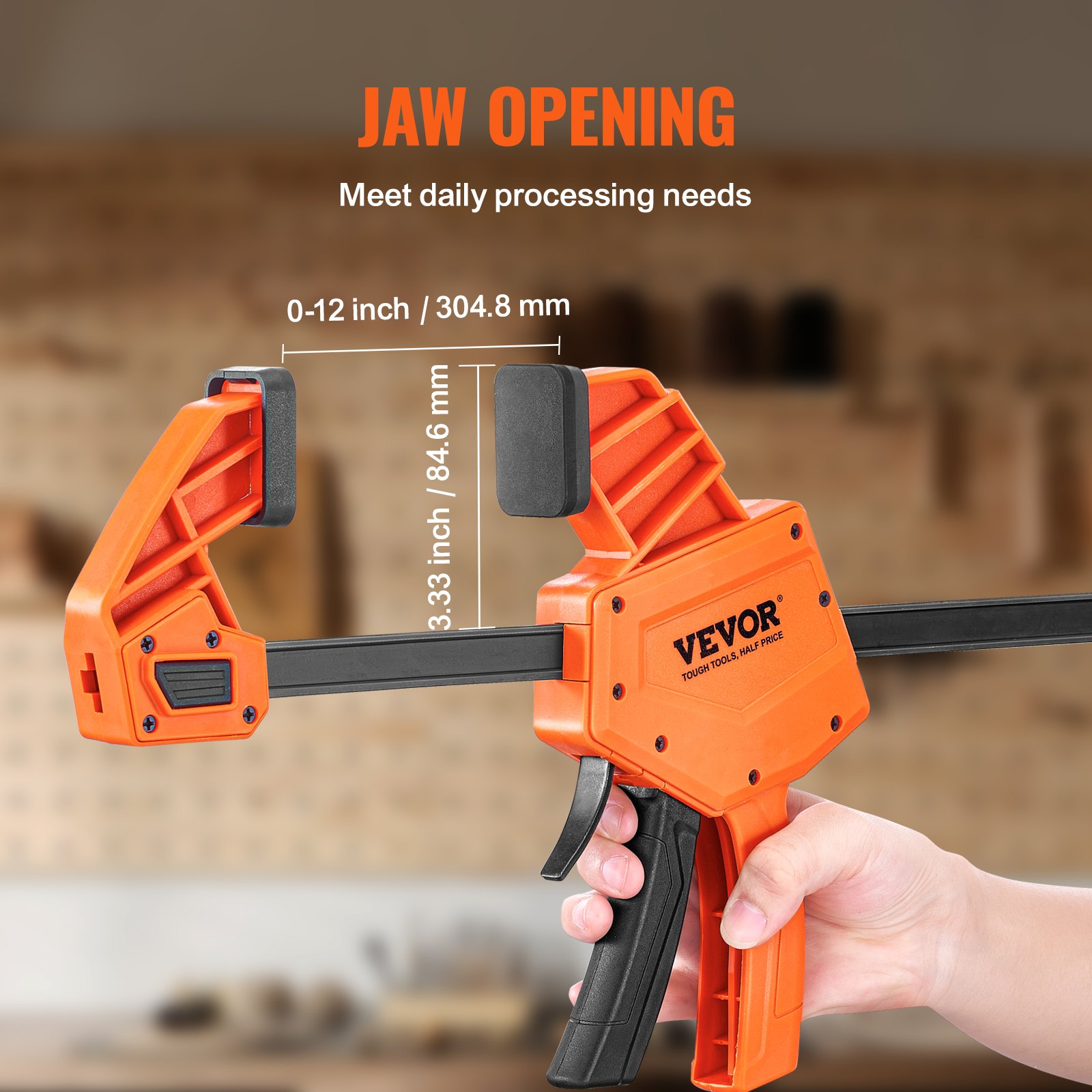 VEVOR 2 x eenhandklem 304,8 mm bekopening snelspanklem 136 kg draagvermogen klem schroefklem ideaal voor het snijden, verbinden en monteren van houten producten of staalmaterialen