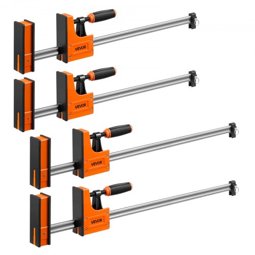 VEVOR schroefklemmen, 4-pack, 60,96 cm & 78,7 cm F-klemmen, 500 kg klemkracht, 2-weg klem-/spreidfunctie, zachte rubberen voetjes, koolstofstalen stang, voor hout- en metaalbewerking