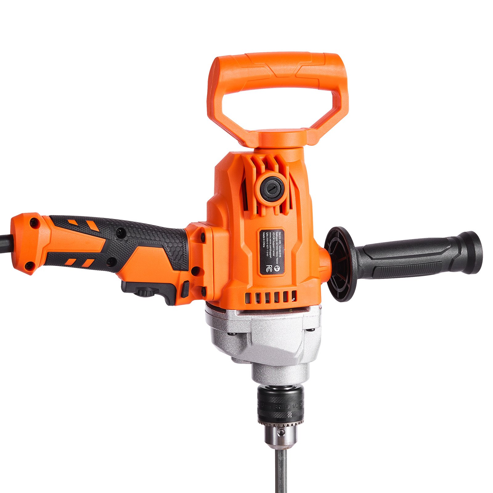 VEVOR elektrische boormachine 12,7 mm met mixer boormixerset 850 tpm 3,2 A mengboormachine met D-greep voor boren en mengen multifunctionele boormachine met mixer voor cementtoevoer