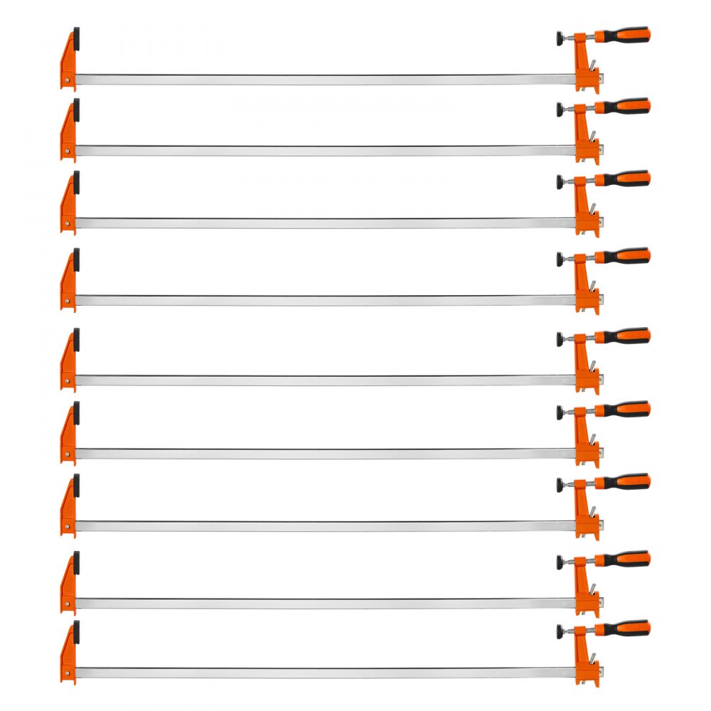 VEVOR schroefklemmen, 8 stuks, 91,4 cm openingsbreedte, F-klemmen, 272 kg klemkracht, met kunststof pad en zelfvergrendelingsmechanisme, gietijzer en koolstofstaal, voor hout- en metaalbewerking