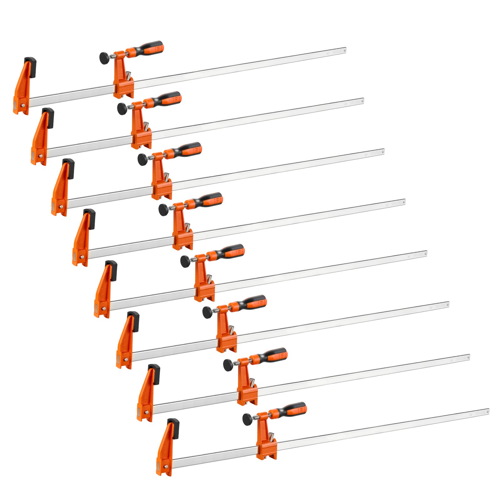 VEVOR schroefklemmen, 8 stuks, 91,4 cm openingsbreedte, F-klemmen, 272 kg klemkracht, met kunststof pad en zelfvergrendelingsmechanisme, gietijzer en koolstofstaal, voor hout- en metaalbewerking