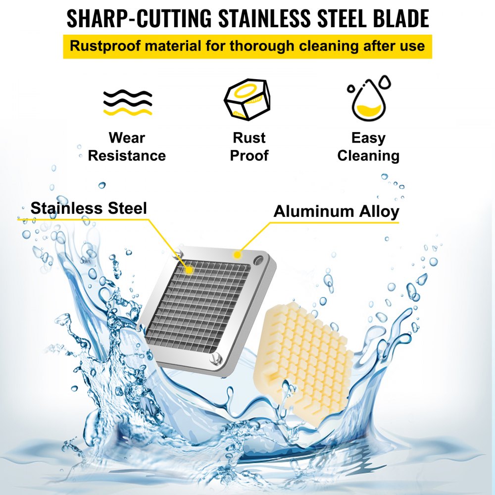 VEVOR Potato Cutter French Fries Cutter Replacement Chopper Blade 6.4 mm, 3 x Replacement Chopper Blades & 6 x Additional Blades French Fries Cutter Accessories