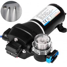 VEVOR Waterpomp Hoge Druk Membraan 12 V, Hoge Druk Waterpomp 17 L/min, Zelf Aanzuigende Membraanpomp 2 m, 3-Kamer Membraan, Membraanpomp met Thermische Beveiliging, voor Auto, Marine, Campers