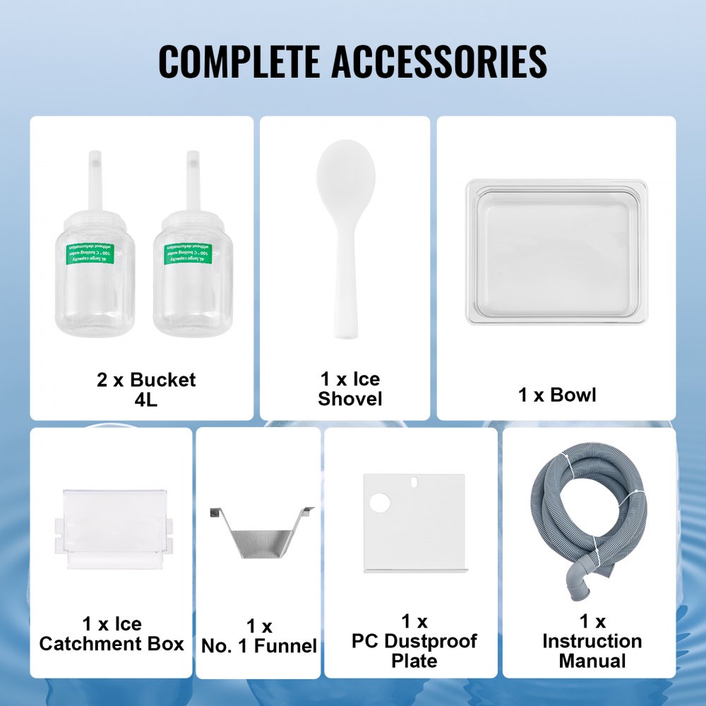 VEVOR Commercial Snowflake Ice Machine, 507LBS/24H Snowflake Ice Maker, Stainless Steel Ice Shaver Machine, Electric Snow Cone Maker, Air Cooling System for Rapid Heat Dissipation, for Bakery, Cafe