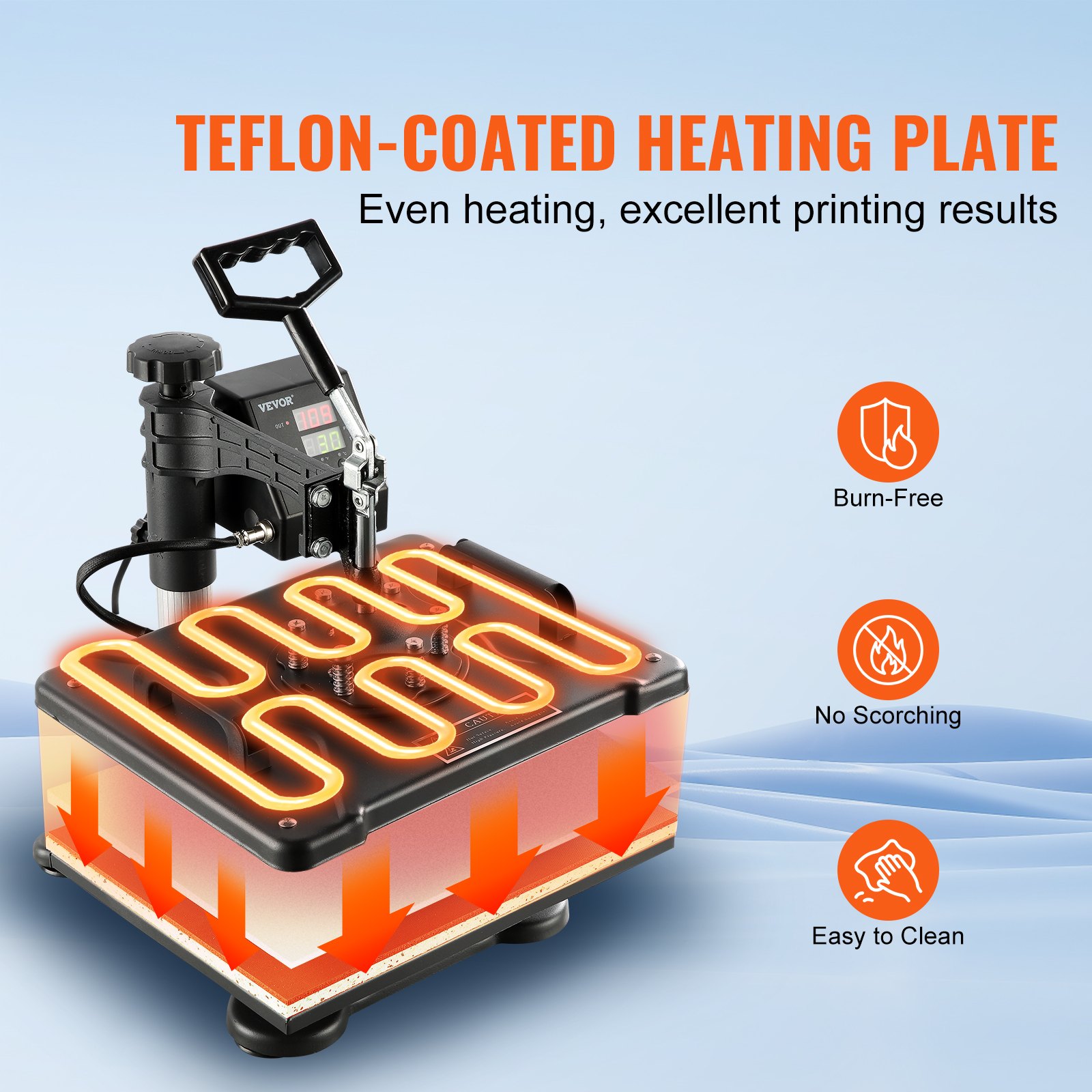 VEVOR 8-in-1 hittepersmachine, 38x30cm T-shirtpers, doe-het-zelf hittepers met digitale LED-temperatuur- en tijdregelaar