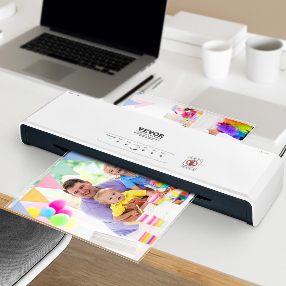 VEVOR Laminator, 33 cm lamineerapparaat, 4-rollen warm- en koudthermisch lamineerapparaat, snel opwarmend, snelle lamineermachine met lamineerhoezen van 3 mil voor thuis, kantoor en school
