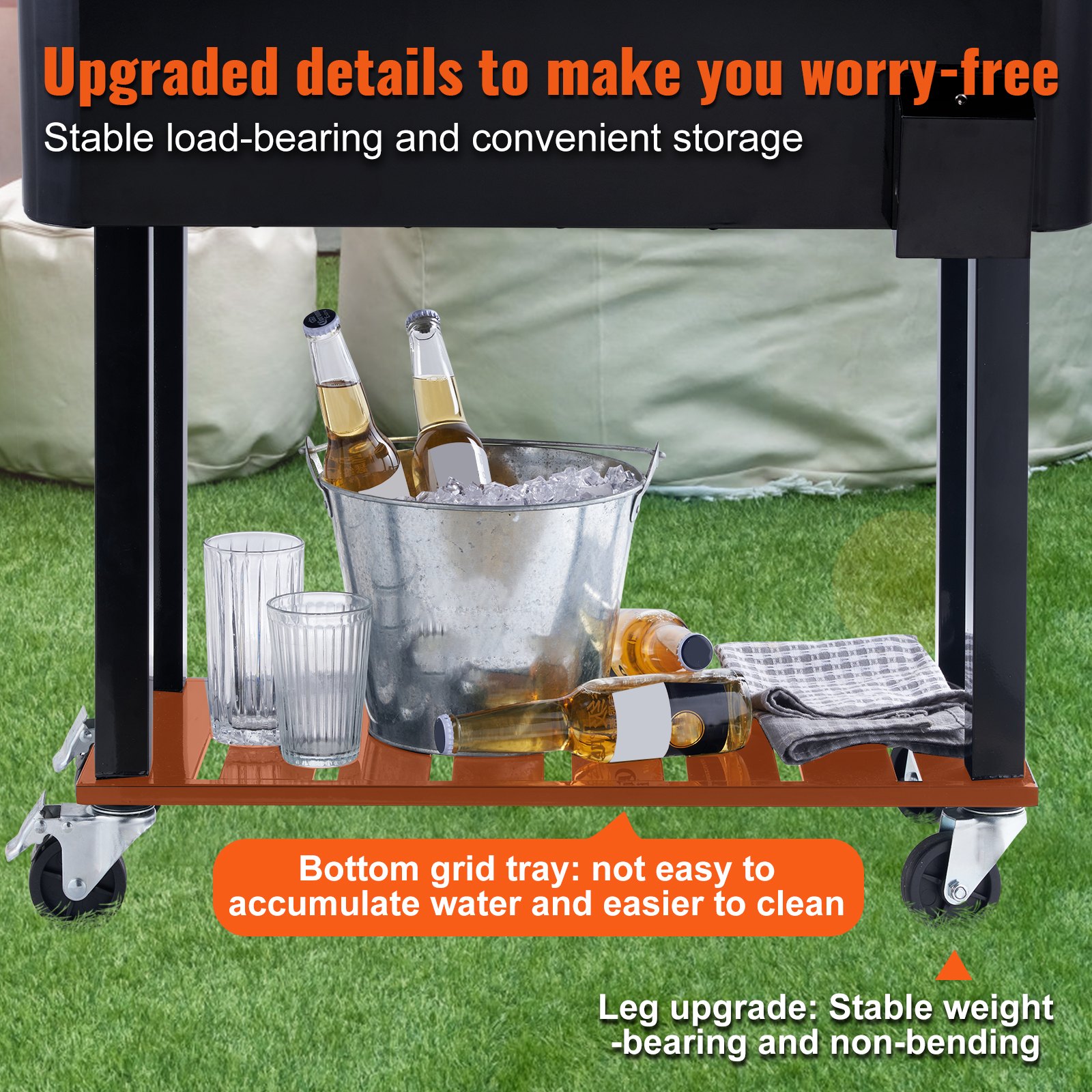 VEVOR Serveerwagen Gekoelde wagen 80 QT, Zijwagen Drankenwagen 930 x 460 x 890 mm, Drankenkoeler Poedergecoate Drankenkoelwagen IJskast IJswagen Feestwagen met Verdeler Zijwagen Zwart