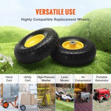 VEVOR Solid PU Wheels with RunFlat Tires, 10 Inch, 2 Pack, 400 lbs Dynamic Load, 450 lbs Static Load, Tubeless Tires and Wheels for Hand Truck, Utility Cart, Dollies, Garden Trailer