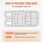 measuring guide for VEVOR pontoon boat cover, showing beam width and length dimensions for a perfect fit.