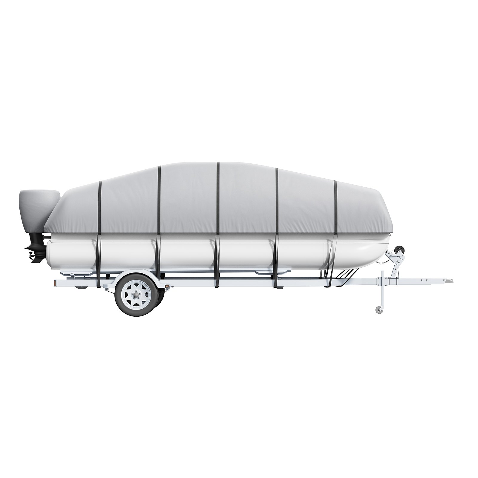 VEVOR Pontoon Boat Cover, 23'-24' Waterproof Trailerable Pontoon Cover, 800D Marine Grade PU Oxford Fabric, with Motor Cover, 16 Windproof Buckle Straps, Fits for 23'-24'L, Beam Width to 102", Grey