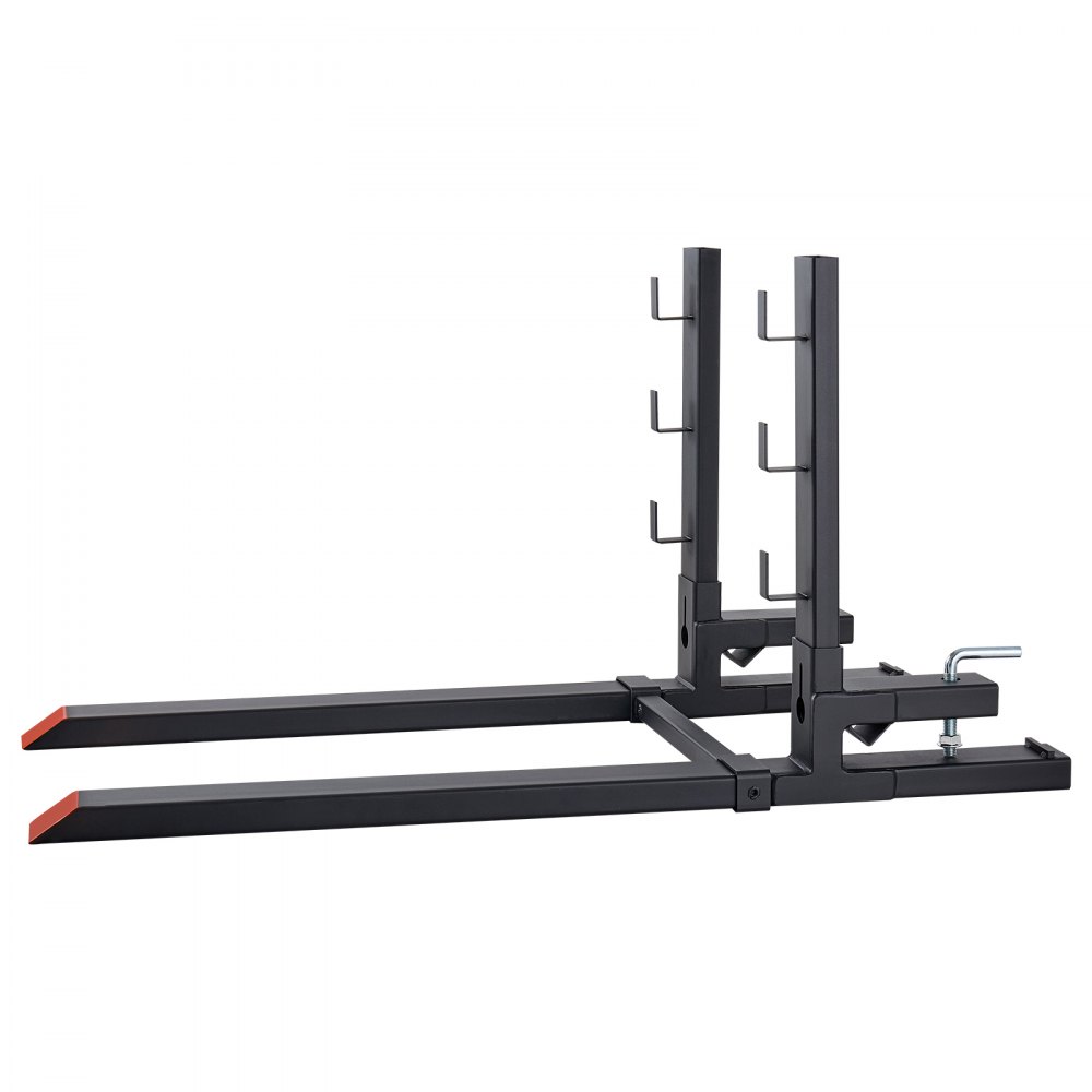 VEVOR Pallet Forks 4000 lbs 60 in Clamp-On Pallet Forks with Anti-Tilt Bar, Tractor Attachment for Skid Steer & Loader Bucket, Adjustable Stabilizer Bar, Heavy-Duty Reinforced Bucket Fork, Orange Tips