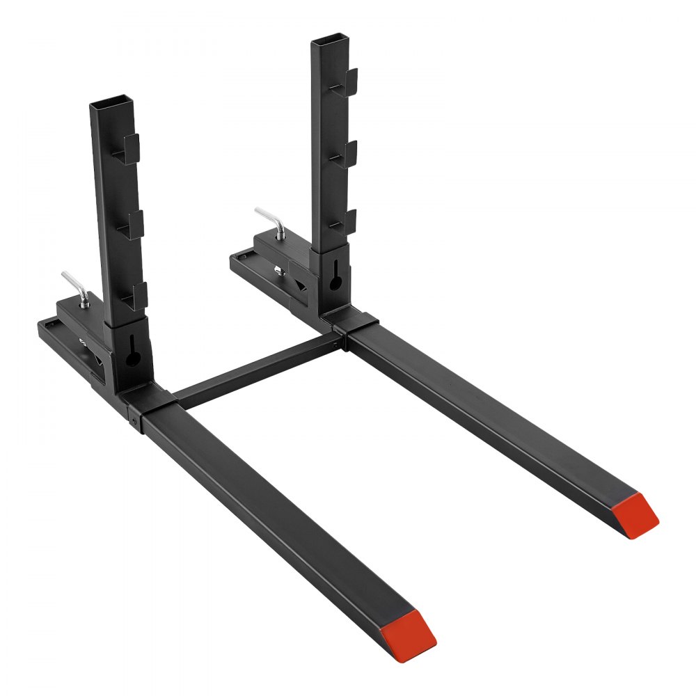 VEVOR Pallet Forks 4000 lbs 60 in Clamp-On Pallet Forks with Anti-Tilt Bar, Tractor Attachment for Skid Steer & Loader Bucket, Adjustable Stabilizer Bar, Heavy-Duty Reinforced Bucket Fork, Orange Tips