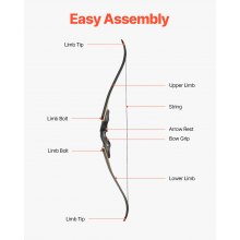 VEVOR Takedown Recurve Boog Houten Boog Pijlen Kit Jacht Oefening 15,88 kg 1524 mm