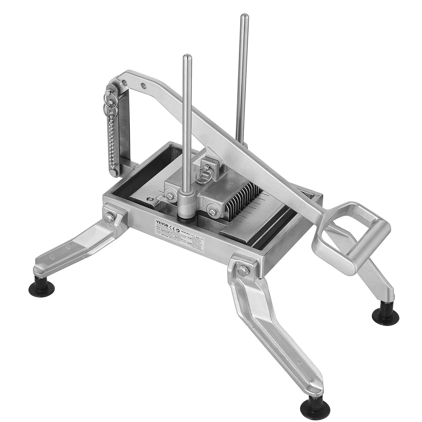 VEVOR Commercial Vegetable Slicer, 3/8 and 3/16 inch Tomato Slicer, Stainless Steel and Aluminum Alloy Vegetable Cutter Slicer, Manual Tomato Slicer with Non-slip Feet, for Tomatoes, Onions, Potatoes