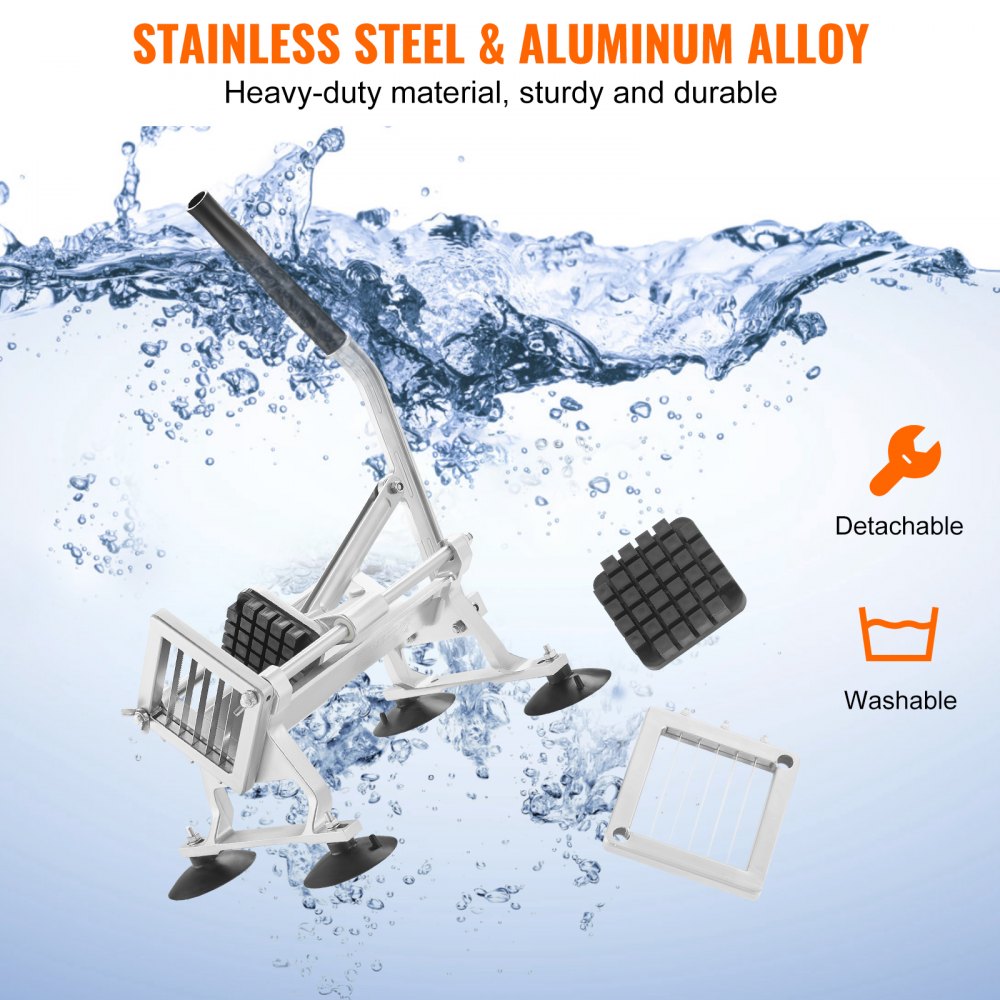 VEVOR Commerciële Groentesnijder, 1/2 Inch Fruitsnijder, Groentesnijder Gemaakt van Roestvrij Staal en Aluminiumlegering, Handmatige snijder met Antislipvoetjes, voor Radijsjes, Uien, Aardappelen, Citroen