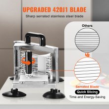 VEVOR Commercial Tomato Slicer, 3/16 inch Tomato Cutter Slicer, Stainless Steel Heavy Duty Tomato Slicer Machine, Manual Tomato Slicer with Non-slip Feet, for Cutting Tomatoes, Cucumbers, Bananas