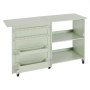 VEVOR Folding Sewing Table, Multipurpose Sewing Machine Table with Compact Design, Wheels, Wooden Pegs, Storage Trays and Shelf, Magnetic Door Lock, Craft Station and Side Desk for Home, Light Green