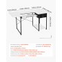 VEVOR Naaitafel, naaimachinetafel met opvouwbaar tafelblad, verstelbare plank, stalen poten en lade; Multifunctionele tafel, computerbureau voor thuis, modestudio, kunststudio, onderwijsinstelling