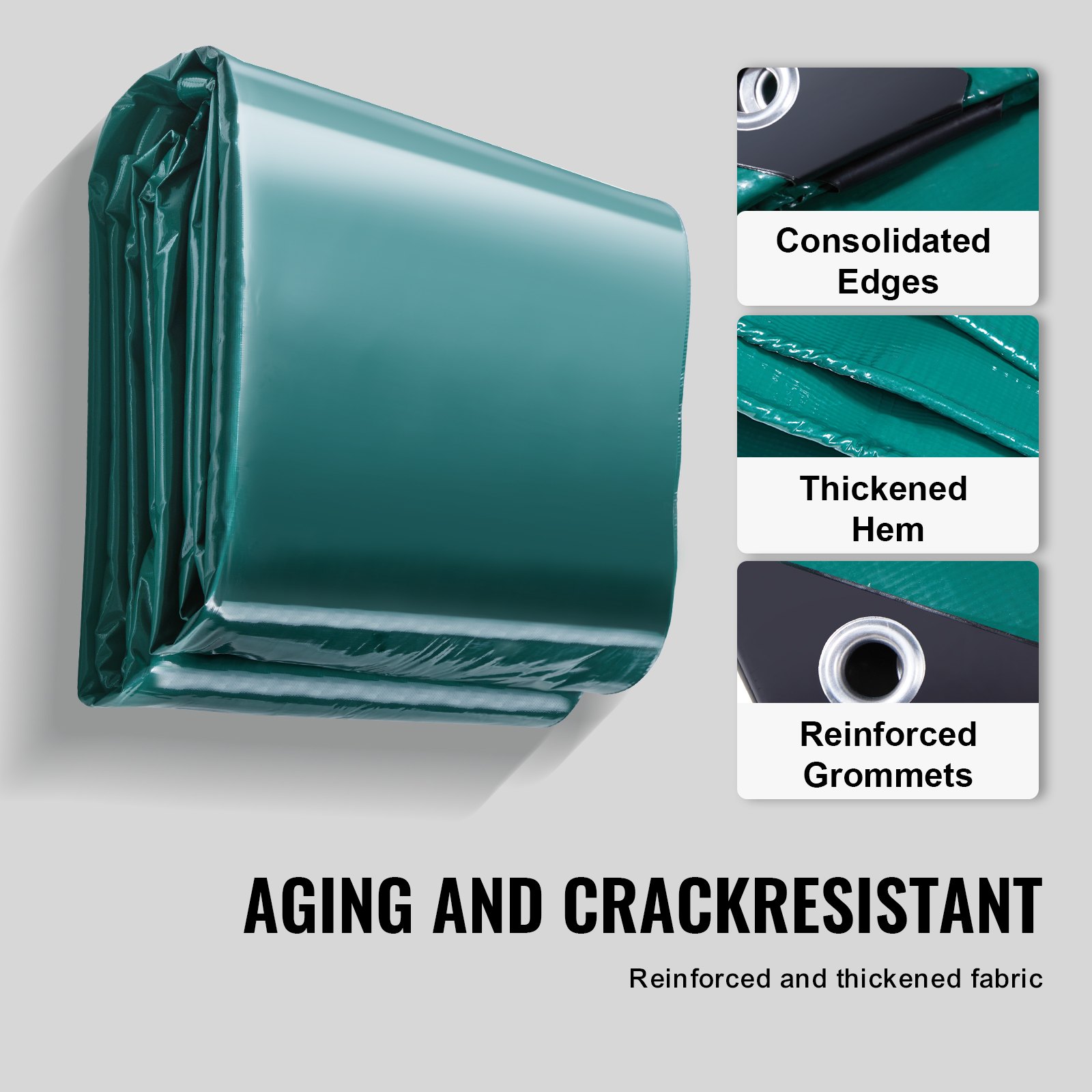 VEVOR Groen zeildoek met ringen 5x9m Stoffen zeildoek PVC zeildoek Beschermend zeildoek 100% waterdicht UV-bestendig Scheurvast Houten zeildoek Constructie zeildoek Grondzeil Ideaal voor kamperen en picknicks