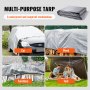 VEVOR zeildoek PE-stof zeildoek 487,7 x 609,6 cm beschermzeil 10 mil houten zeildoek 12 x 12 stof tuinzeil waterdicht UV-bestendig voor het afdekken van campers auto's motorfietsen tuinmeubelen bruin zilver