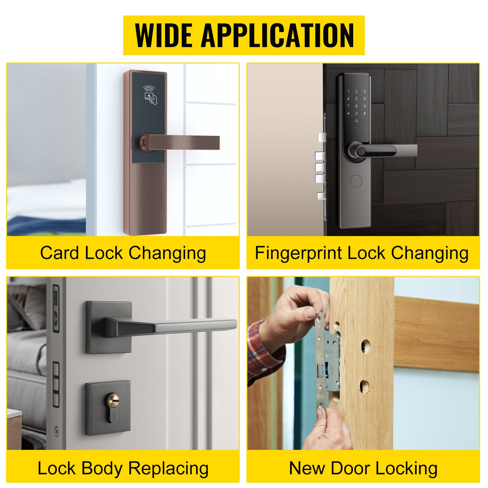 VEVOR 16Pcs Mortice Door Fitting Kit, DBB Lock Mortiser Kit with 3pcs Tungsten Steel Cutters & Accessories,Mortising Jig Tool Hole Saw Door Opener, for Wooden doors