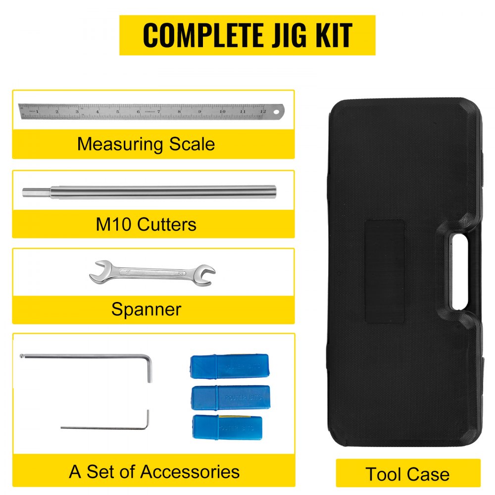VEVOR 8-Piece Mortice Door Fitting Kit, DBB Lock Mortiser Kit with 3pcs Tungsten Steel Cutters & Accessories,Mortising Jig Tool Hole Saw Door Opener, for Wooden doors