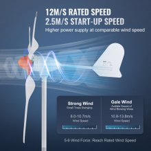 VEVOR 800W windturbine 12V windgenerator 3-bladige windturbinegenerator met MPPT-controller, instelbare windrichting en startwindsnelheid van 2,5 m/s, geschikt voor boten op boerderijcampers