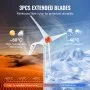 VEVOR 500W windturbine, 12V windgenerator, 3-bladige windturbine met anemometer, MPPT-controller en instelbare windrichting, geschikt voor thuis, boerderij, campers en boten.