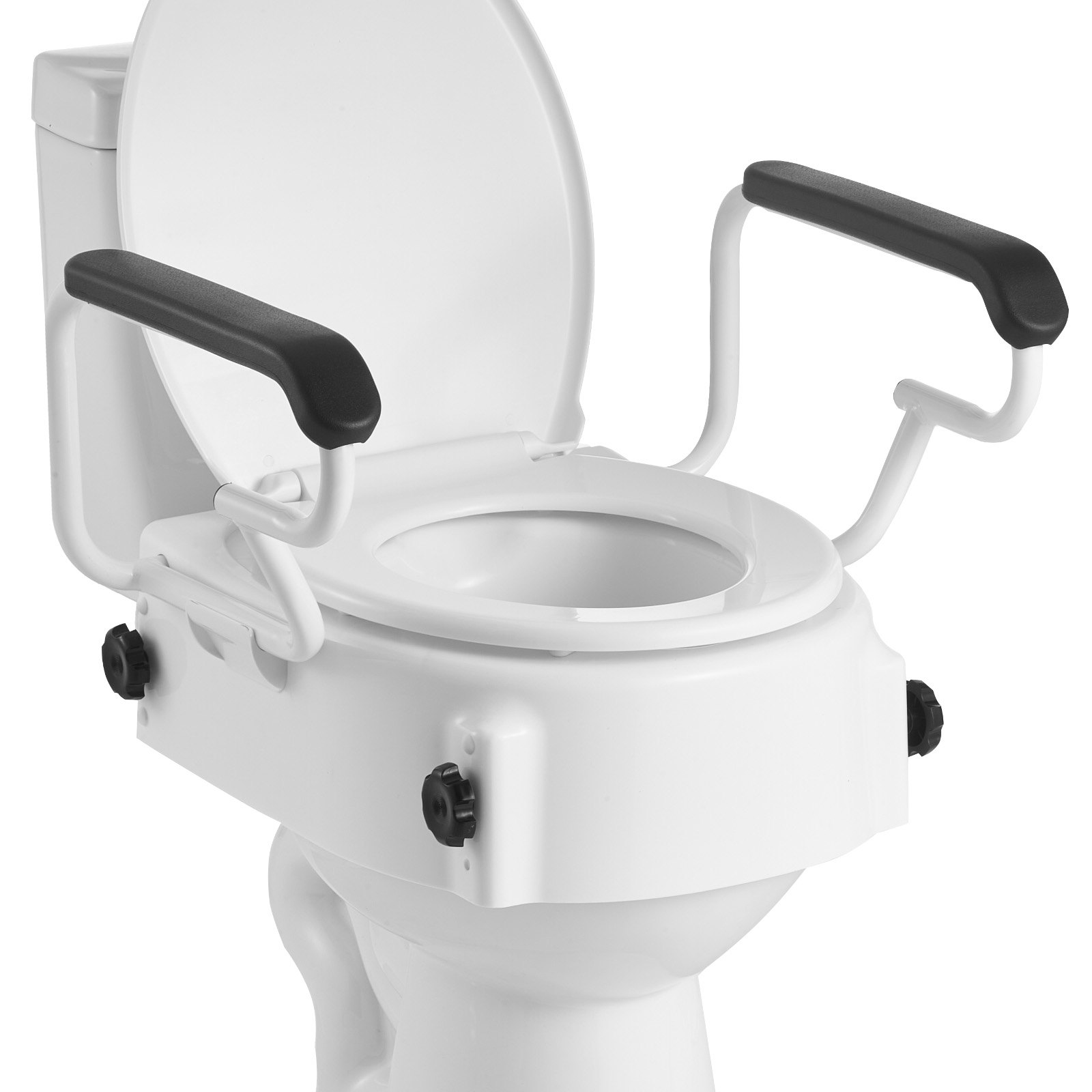 VEVOR toiletbrilverhoger met gewatteerde armleuningen en een draagvermogen van 136 kg, in hoogte verstelbaar (3 standen), geschikt voor ouderen, senioren en mensen met een beperking.