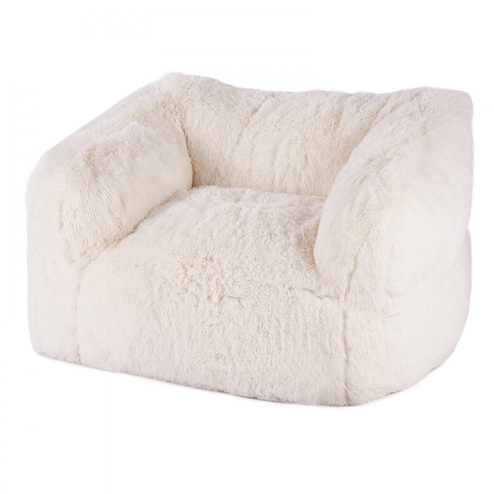 VEVOR Zitzak-fauteuil (1220 x 1190 x 711 mm) met armleuningen voor volwassenen, zachte pluche en vulling van hoogwaardig schuim, zitzak met zapper, luie bank voor de slaapkamer, beige