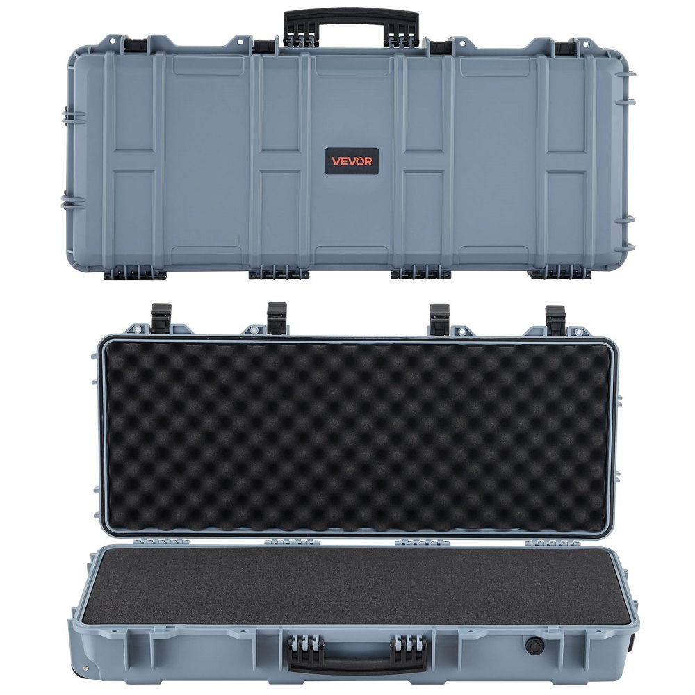 VEVOR Hard Rifle Case, Lockable Rifle Case with 4 Layers Pre-cut Foams, 914 mm Gun Storage with Wheels, IP67 Waterproof & Dustproof Pistol Storage Cases for Rifles, Shotguns, Airsoft Guns, Grey