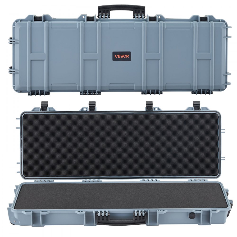VEVOR Hard Rifle Case, Lockable Rifle Case with Pre-cut Foams, 1016 mm Gun Storage with Wheels, IP67 Waterproof & Dustproof Movable Large Pistol Storage for Rifles, Shotguns, Airsoft Guns, Grey