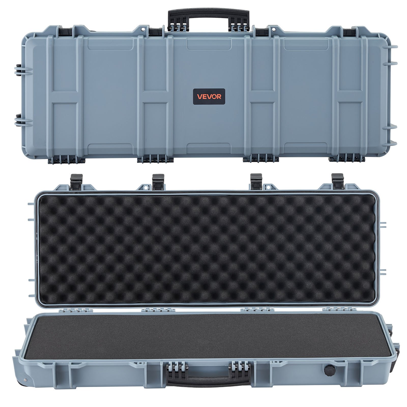 VEVOR Hard Rifle Case, Lockable Rifle Case with Pre-cut Foams, 1016 mm Gun Storage with Wheels, IP67 Waterproof & Dustproof Movable Large Pistol Storage for Rifles, Shotguns, Airsoft Guns, Grey