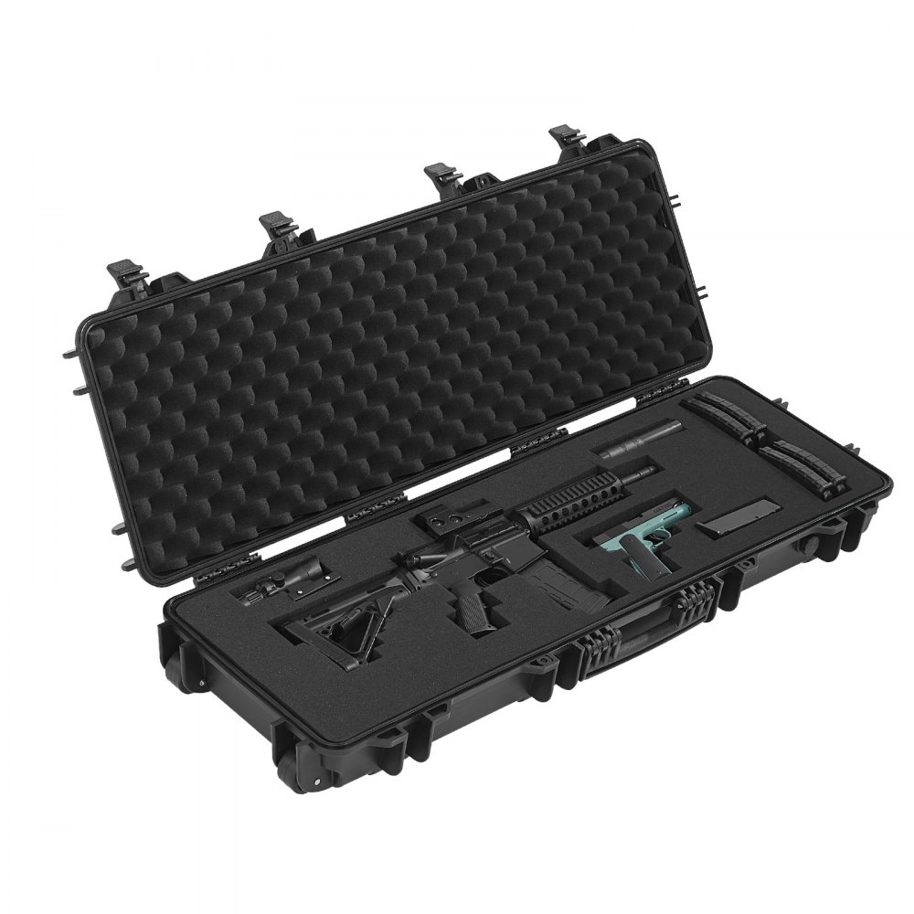 VEVOR Hard Shell Gun Case voor lange geweren, afsluitbare geweerkoffer met voorgesneden schuim, lange geweerkoffer, wapenopslag, oprolbaar, IP67 waterdicht, 108,9 x 39,2 x 15,5 cm, zwart