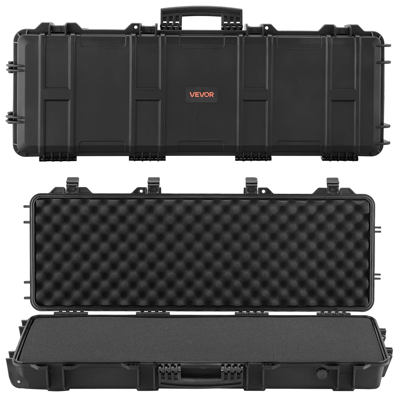 VEVOR Hard Shell Gun Case voor lange geweren, afsluitbare geweerkoffer met voorgesneden schuim, lange geweerkoffer, wapenopslag, oprolbaar, IP67 waterdicht, 108,9 x 39,2 x 15,5 cm, zwart