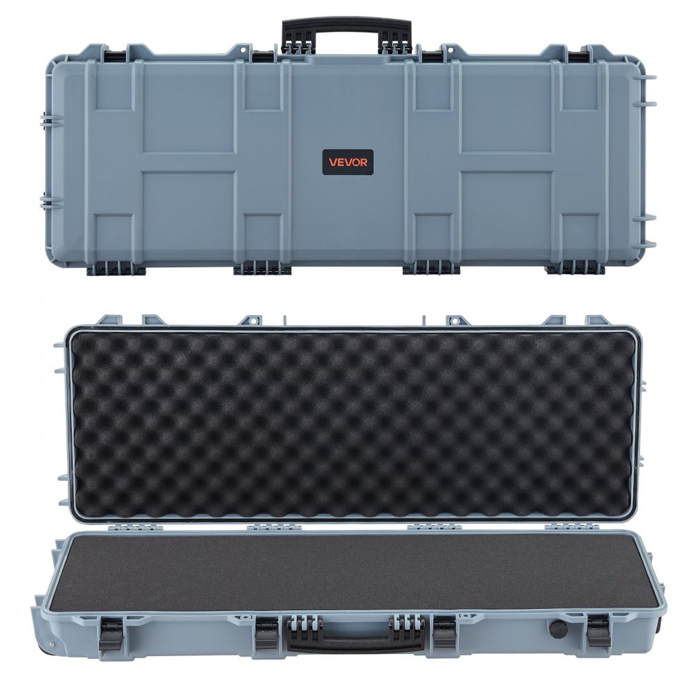 VEVOR Hard Shell Gun Case voor lange geweren, afsluitbare geweerkoffer met voorgesneden schuim, lange geweerkoffer, oprolbaar, IP67 waterdicht, 1090x410x155 mm, grijs