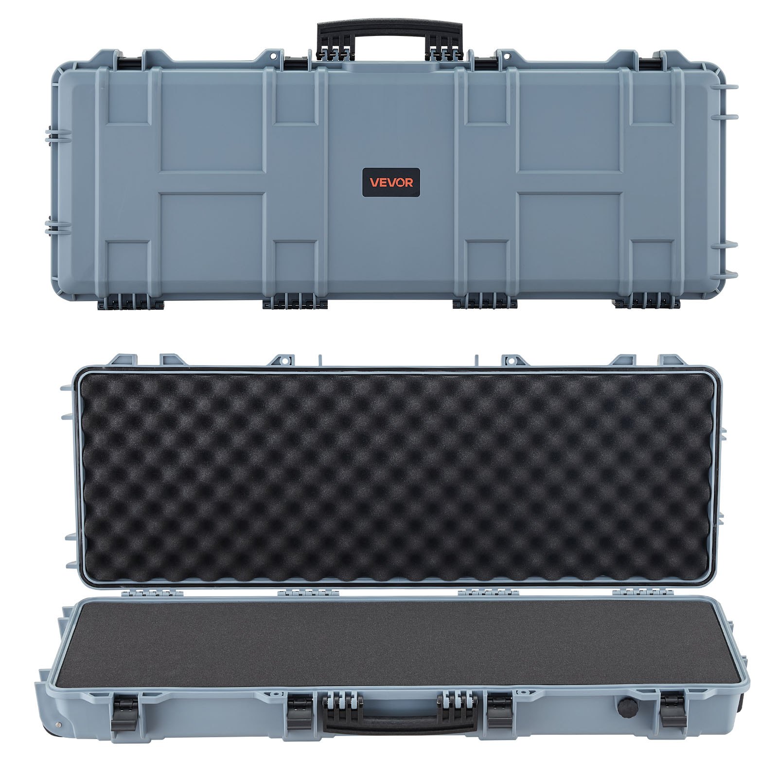 VEVOR Hard Shell Gun Case voor lange geweren, afsluitbare geweerkoffer met voorgesneden schuim, lange geweerkoffer, oprolbaar, IP67 waterdicht, 1090x410x155 mm, grijs