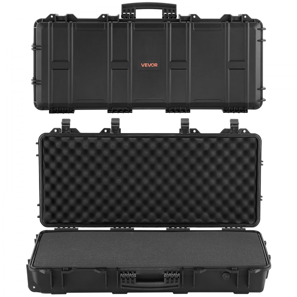 VEVOR Hard Rifle Case, Lockable Rifle Case with 4 Layers Pre-cut Foams, 914 mm Gun Storage with Wheels, IP67 Waterproof & Dustproof Pistol Storage Cases for Rifles, Shotguns, Airsoft Guns, Black