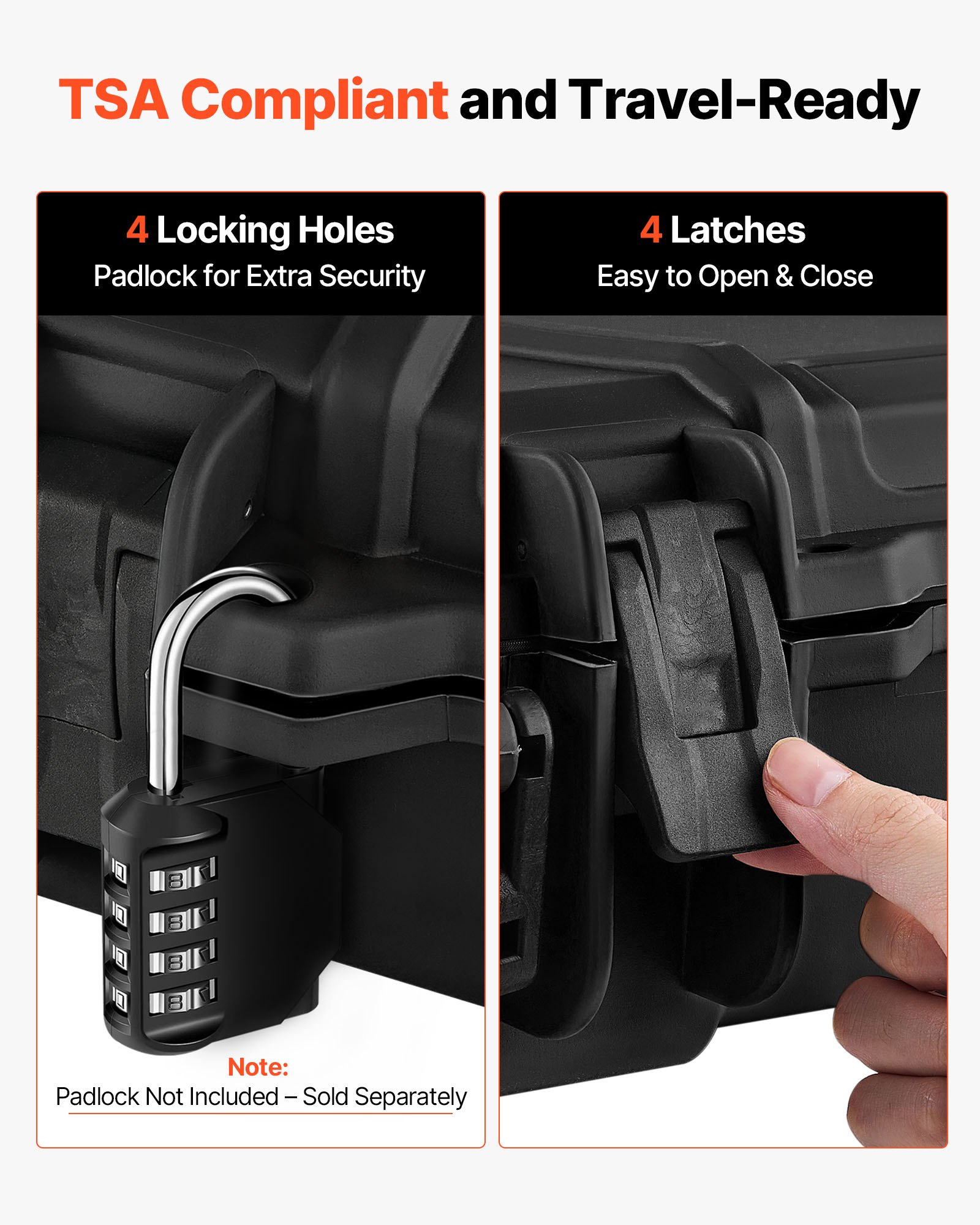 VEVOR Hard Shell Gun Case voor lange geweren, afsluitbare geweerkoffer met voorgesneden schuim, lange geweerkoffer, oprolbaar, IP67 waterdicht, 97,8 x 42 x 17,3 cm, zwart