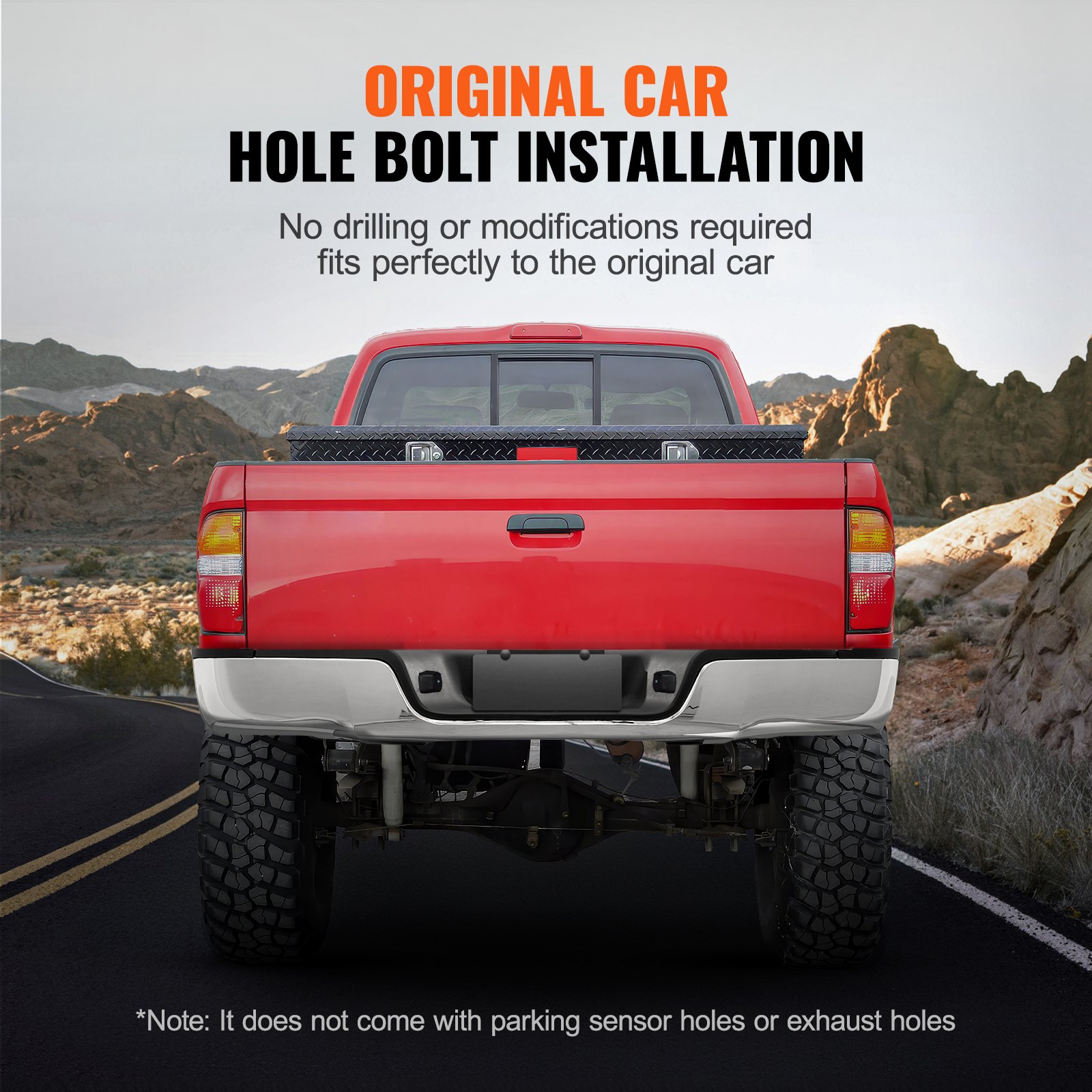 VEVOR Achterbumper, compatibel met Toyota Tundra 2007-2013, Chromen stalen achterbumper, montage vervangende achterbumper met kentekenplaatverlichting en treeplank, zonder sensorgaten, voor TO1103117