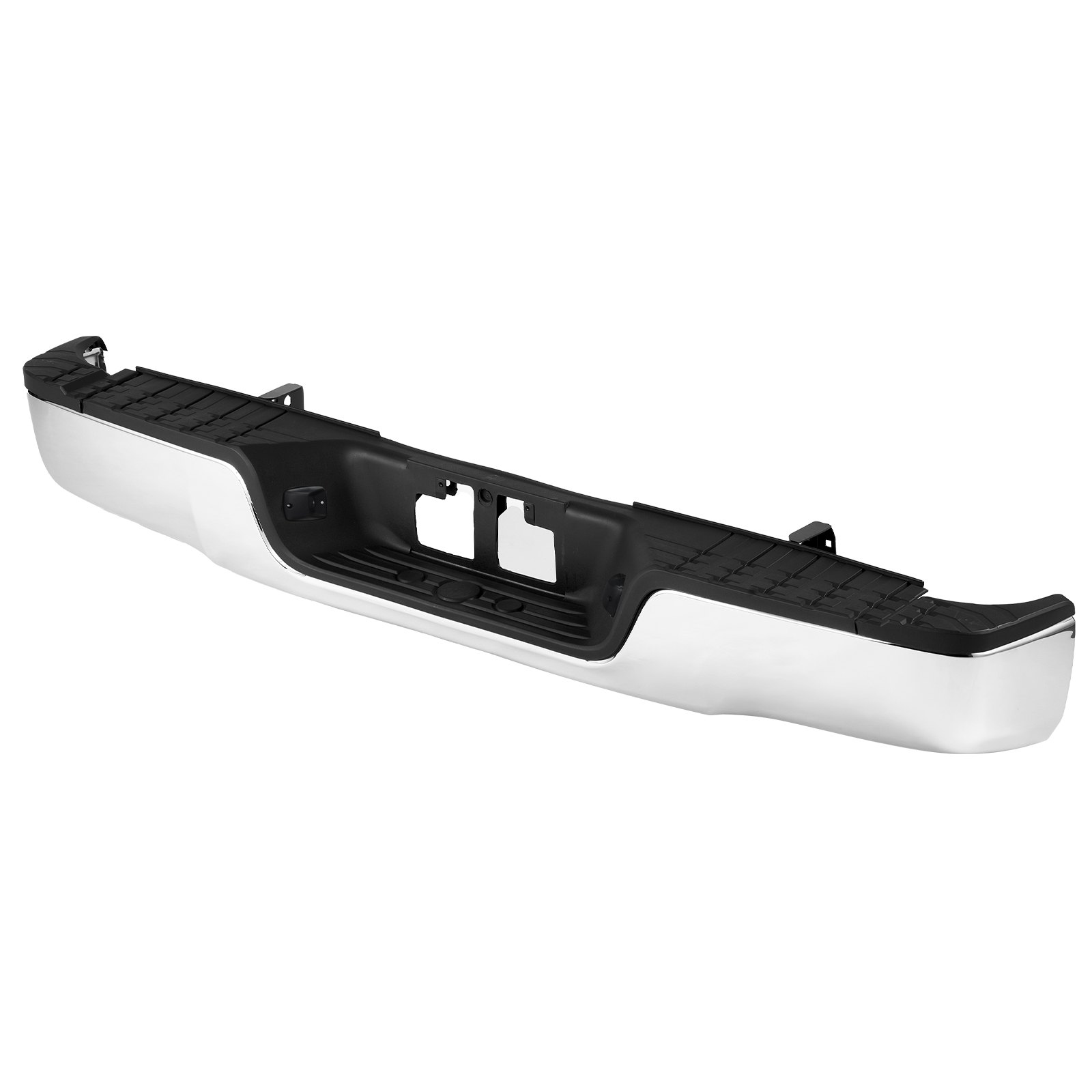 VEVOR Achterbumper, compatibel met Toyota Tundra 2007-2013, Chromen stalen achterbumper, montage vervangende achterbumper met kentekenplaatverlichting en treeplank, zonder sensorgaten, voor TO1103117