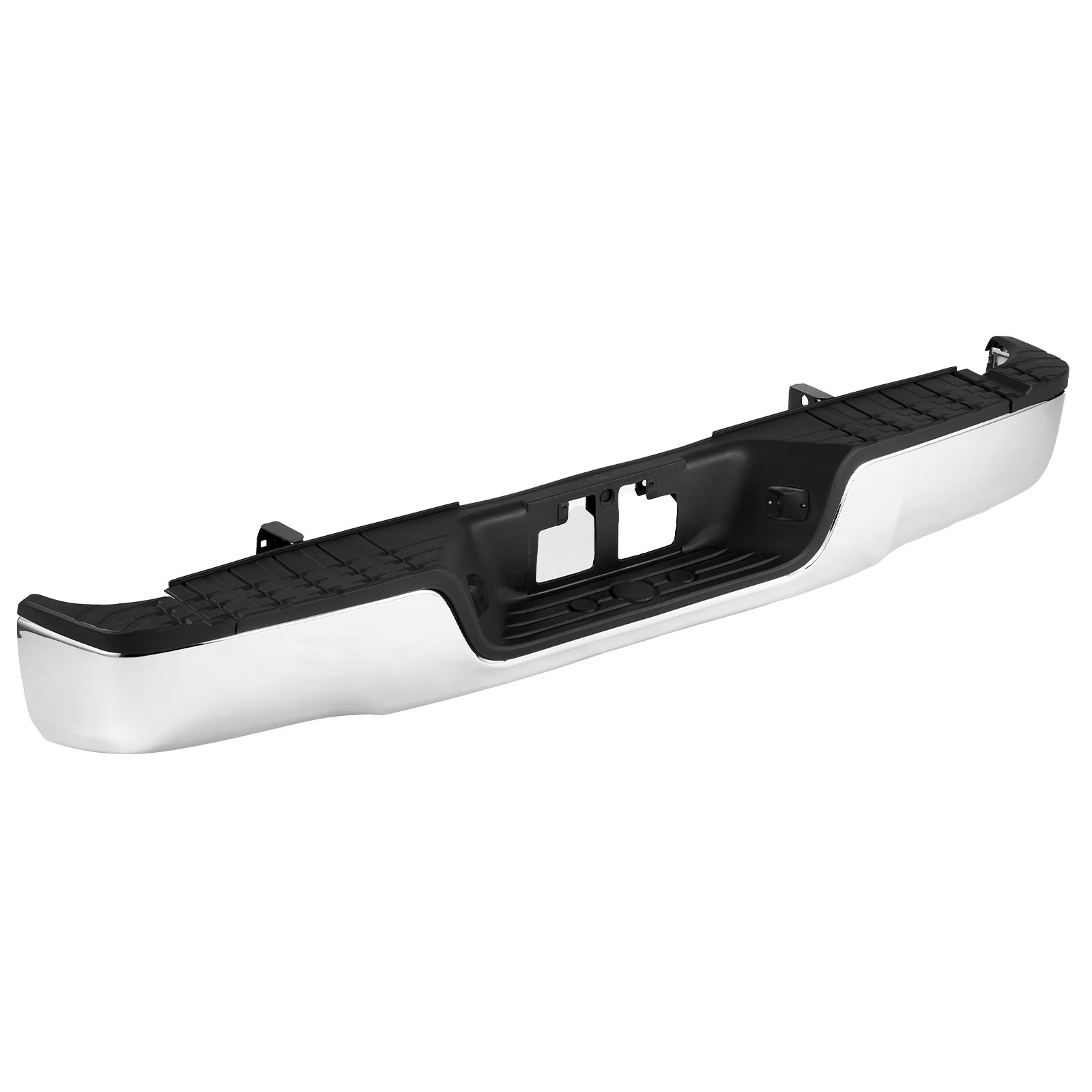 VEVOR Achterbumper, compatibel met Toyota Tundra 2007-2013, Chromen stalen achterbumper, montage vervangende achterbumper met kentekenplaatverlichting en treeplank, zonder sensorgaten, voor TO1103117