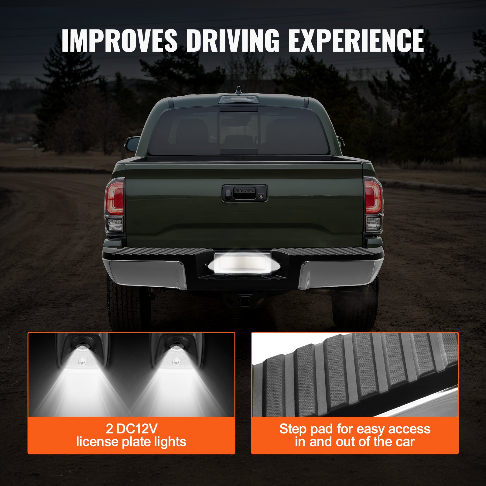 VEVOR Achterbumper, compatibel met 2008-2016 Ford F250/Ford F350 Super Duty, chromen stalen achterbumper, montage vervangende achterbumper met kentekenplaatverlichting en treeplank