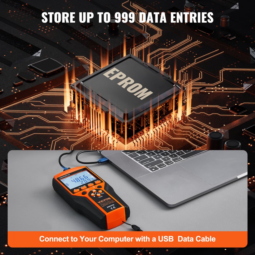 VEVOR Split Handheld Anemometer, 14℉-140℉, Digital Wind Speed CFM Meter Gauge with LED Backlight Screen, Measures Wind Velocity Wind Temperature Air Flow Wind Chill, for Sailing Surfing Flying HVAC