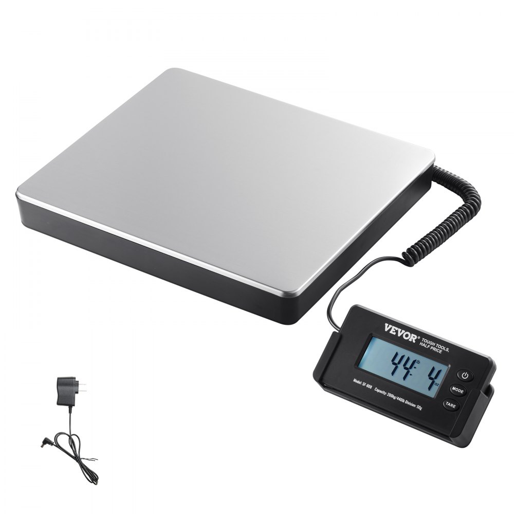 VEVOR Platform Scale 150g-200kg Parcel Scale 50g Accuracy Digital Scale kg/lbs/lbs:oz Counting Scale 309x262x45mm ABS Stainless Steel Tare Functions AC/DC Power Supply Industrial Scale Postal Scale Scale
