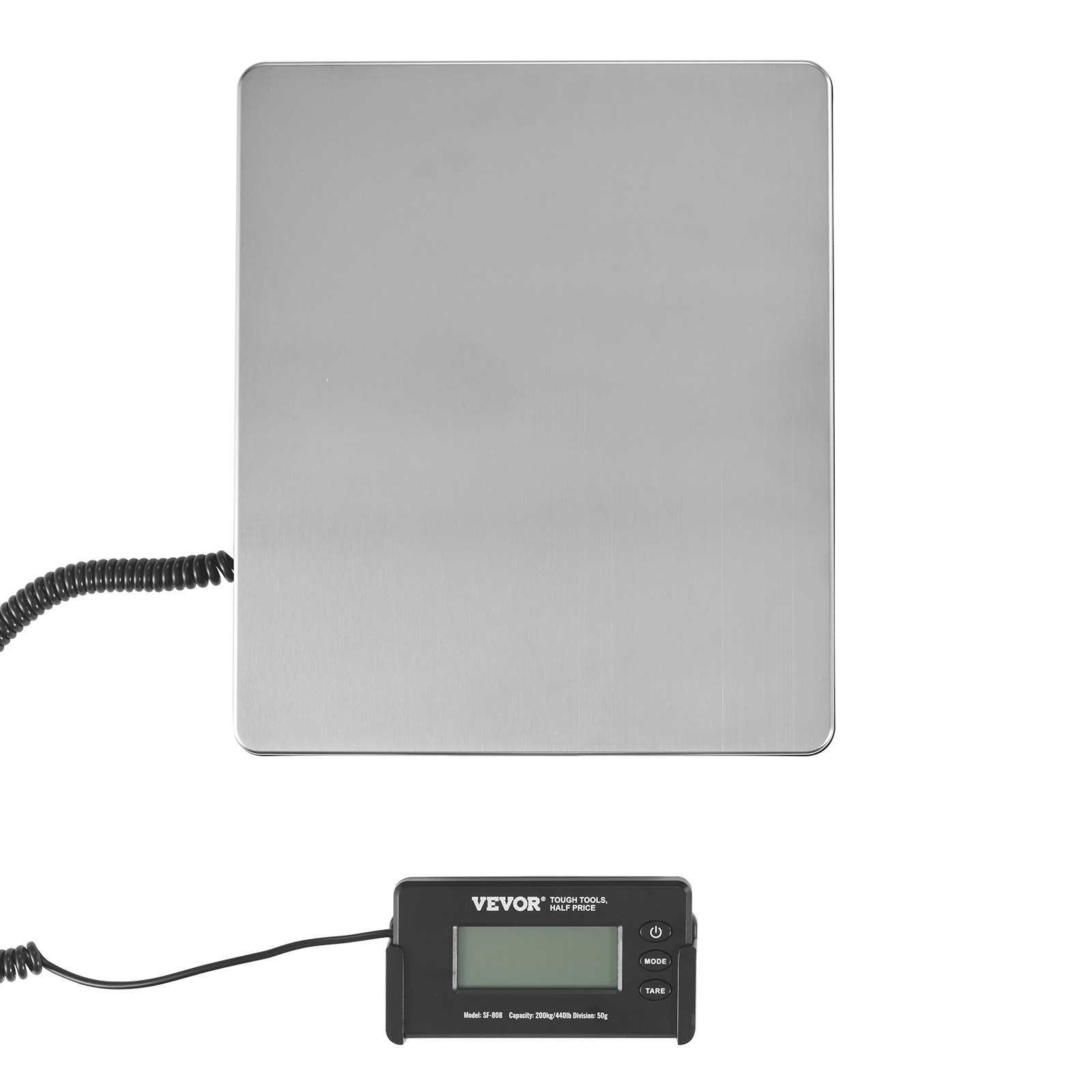 VEVOR Platformweegschaal 150g-200kg Pakketweegschaal Nauwkeurigheid 50g Digitale weegschaal kg/lbs/lbs:oz Telweegschaal 309x262x45mm ABS roestvrij staal Tarrafuncties AC/DC-voeding Industriële weegschaal Brievenweger Weegschaal